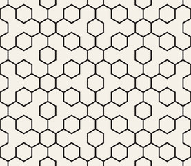 Vector seamless geometric pattern. Contemporary stylish hexagon tiles. Polygonal linear grid.