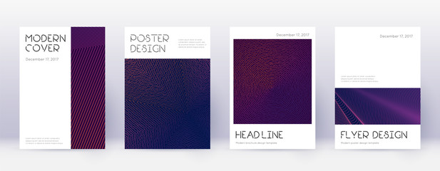 Minimal brochure design template set. Violet abstr