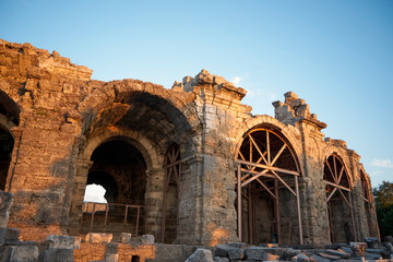 Antique, Side, Turkey, Roman Ruins. Beautiful landmark