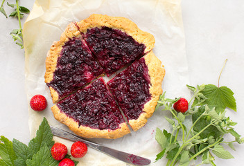 Rustic Cherry Pie, Gray Background