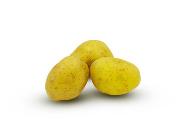 Fresh organic Potato isolated on white background with clipping path