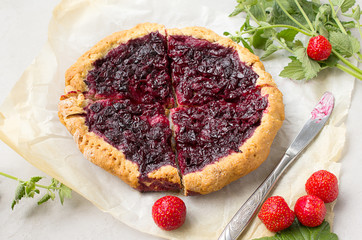 Rustic Cherry Pie, Gray Background