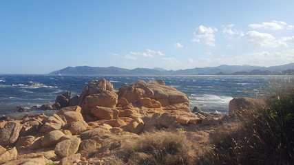 view of mountains and blue sky of sardinia