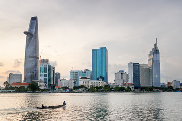 Ho Chi Minh City skyline. Skyscraper and other modern buildings
