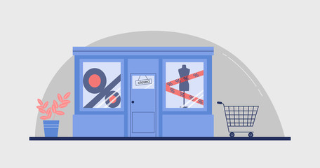 Obraz premium blue store building. discounts at a clothing store. sale!