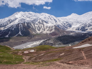 Landscape. Footpath in Pamir mountains in Kyrgyzstan