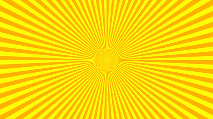 Orange yellow background superhero. Super hero cartoon gradient texture. Sun rays burst. Radiate sun beam, burst effect retro. Sunbeam light flash boom. Sunlight starburst poster. Vector illustration