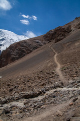 Landscape. Footpath in Pamir mountains in Kyrgyzstan