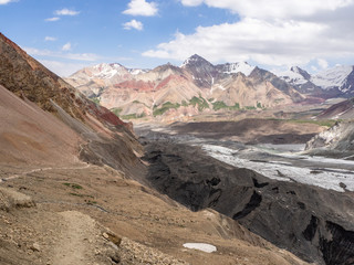 Landscape. Footpath in Pamir mountains in Kyrgyzstan