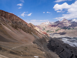 Landscape. Footpath in Pamir mountains in Kyrgyzstan