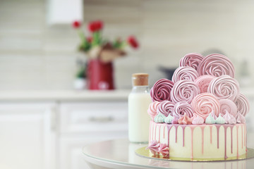 Beautiful festive cake biscuit with different creams
