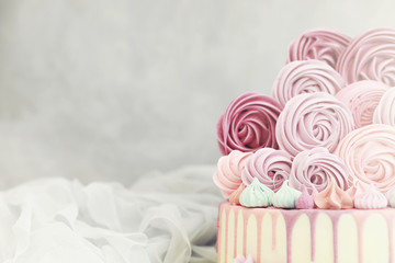 Beautiful festive cake biscuit with different creams