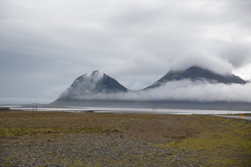 View to Vestrahorn Stockknes mountain from the west side Iceland.