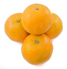 Four Fresh Oranges on White Background