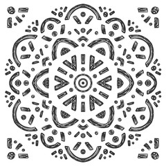 Beautiful Hand Drawn Mandala Tile. Ornamental Background. Vector Decoration.