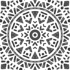 Beautiful Hand Drawn Mandala Tile. Ornamental Background. Vector Decoration.