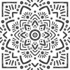 Fotobehang Beautiful Hand Drawn Mandala Tile. Ornamental Background. Vector Decoration. © Aylin Art Studio