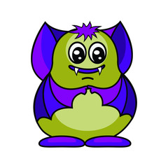 Monster bat character sticker. Vector illustration.