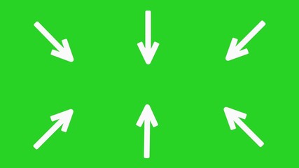 Oscillating white arrows on green screen animation
