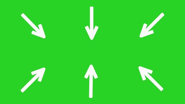 Oscillating White Arrows On Green Screen Animation