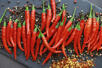 Hot red pepper. Chilean pepper on a black.