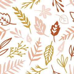 Vector seamless pattern with flowers and plants.