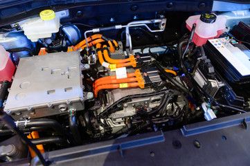 Detail of electric car engine