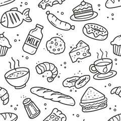 Seamless Foods and Beverages Pattern