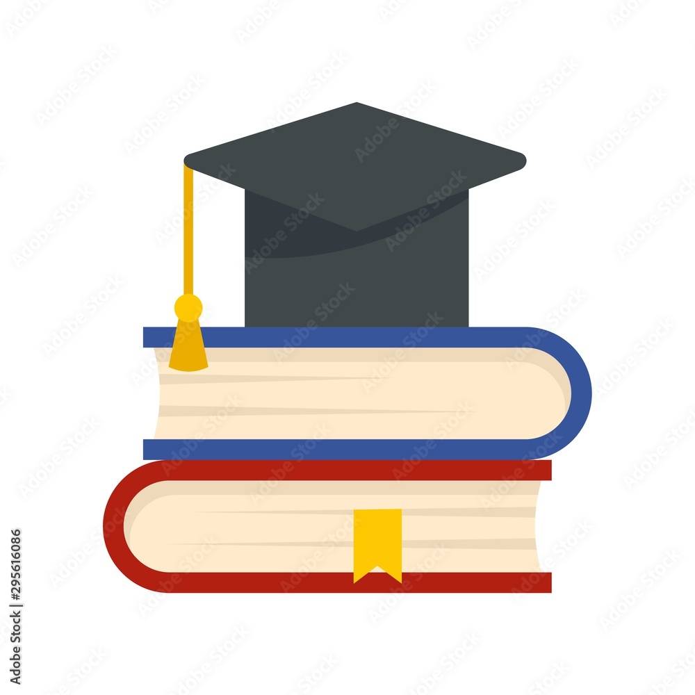 Poster stack of books icon. flat illustration of stack of books vector icon for web design