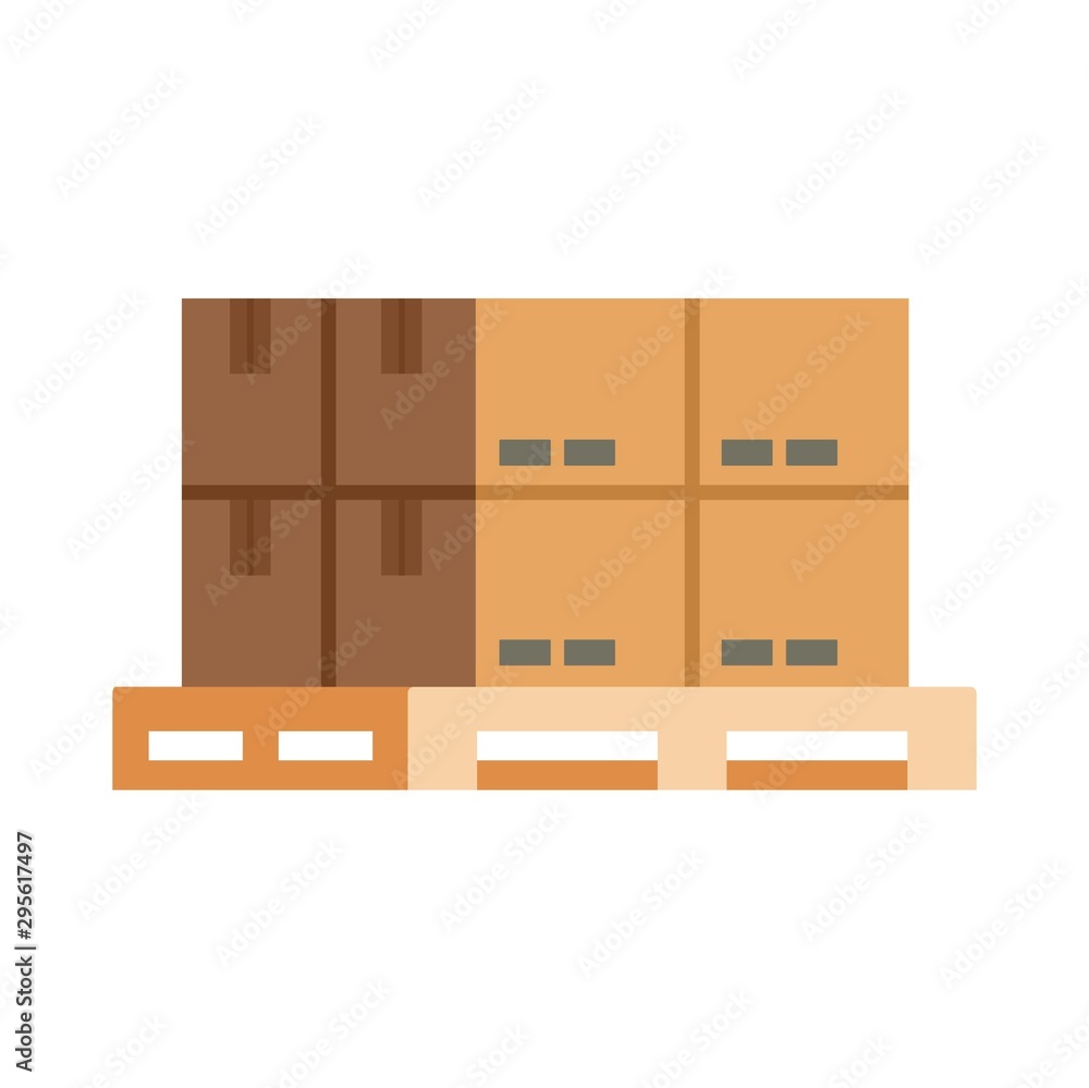 Aufkleber box on pallet icon. flat illustration of box on pallet vector icon for web design