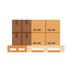 Box on pallet icon. Flat illustration of box on pallet vector icon for web design