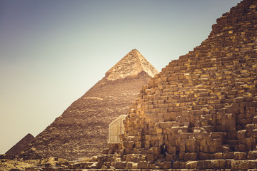 The great Pyramids of Gizeh Egypt shot in the summer of 2019