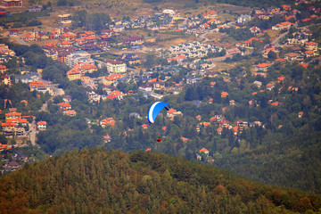 fly over the sofia city, bulgarian capital with deltaplaner