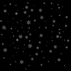 Realistic falling snowflakes. Isolated on black background. Vector illustration