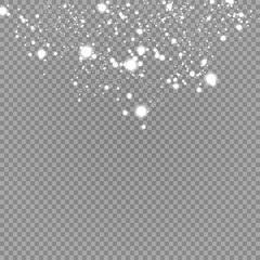 Realistic falling snowflakes. Isolated on transparent background. Vector illustration