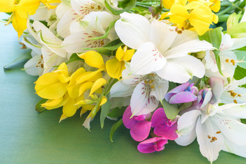 Bouquet of Flower on the wooden background.