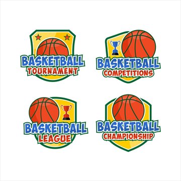 Basketball Flat Logos Illustration Vector set