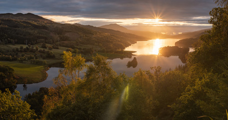 sunset over lake, Scotland