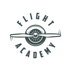 Flight academy. Retro logo, emblem, badge. T-shirt print. © dosunets
