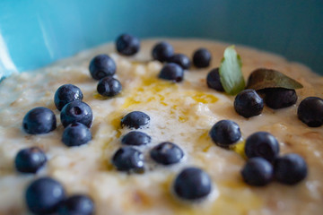  Porridge with blueberries in a plate