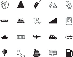 transport vector icon set such as: flatbed, tech, direction, construction, loading, care, gas, walkway, warehouse, blue, pump, avenue, do, machine, paper, equipment, airship, rural, tour, toy