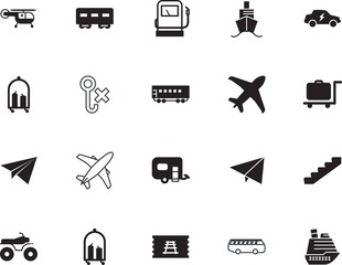 transport vector icon set such as: gasoline, staircase, benzine, abstract, emergency, airline, hospital, urban, help, cardboard, drawing, down, wheel, vessel, care, ecological, tank, electro, rescue