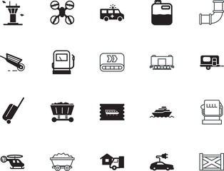 transport vector icon set such as: luxury, steam, development, road, logistic, tower, pressure, merchandise, package, railroad, style, product, architecture, eps, airport, working, luggage, bag, case