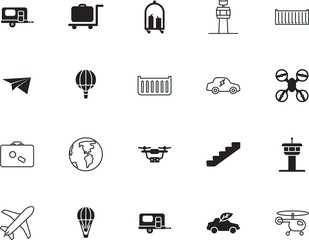 transport vector icon set such as: earth, natural, template, planet, escalator, network, manufacture, walk, aviator, set, go, commercial, cable, ecological, factory, step, floor, lock, case, friendly