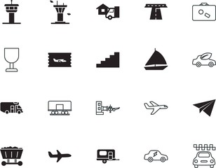 transport vector icon set such as: regatta, camp, electro, railway, board, color, order, company, roadside, manufacturing, factory, template, sport, battery, plug, yacht, tank, label, express, stack