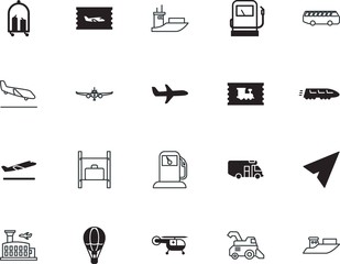transport vector icon set such as: landing, clinic, commercial, doctor, case, nature, origami, machinery, template, agricultural, van, ride, sport, harvest, bag, illustrations, fast, hospital, coupon
