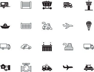 transport vector icon set such as: health, hot, steam, product, balloon, environmental, building, piping, bag, controller, battery, clinical, postal, image, water, working, raw, medical, cart