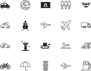 Fototapeta premium transport vector icon set such as: uav, street, dry, guidance, nautical, staircase, sphere, refueling, knowledge, science, automated, down, silicone walley, human, petroleum, departure, oil