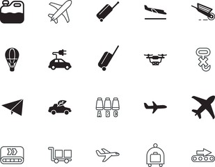 transport vector icon set such as: petrol, lifestyle, activity, blueprint, ride, move, order, plan, gallon, alternative, drone, toy, warning, stock, aerial, clean, digital, development, style