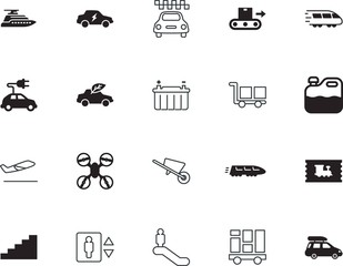 transport vector icon set such as: city, environment, send, belt, way, roof, airport, close, door, farm, suitcase, wait, airline, can, petrol, label, trade, portable, vessel, liquid, luxury